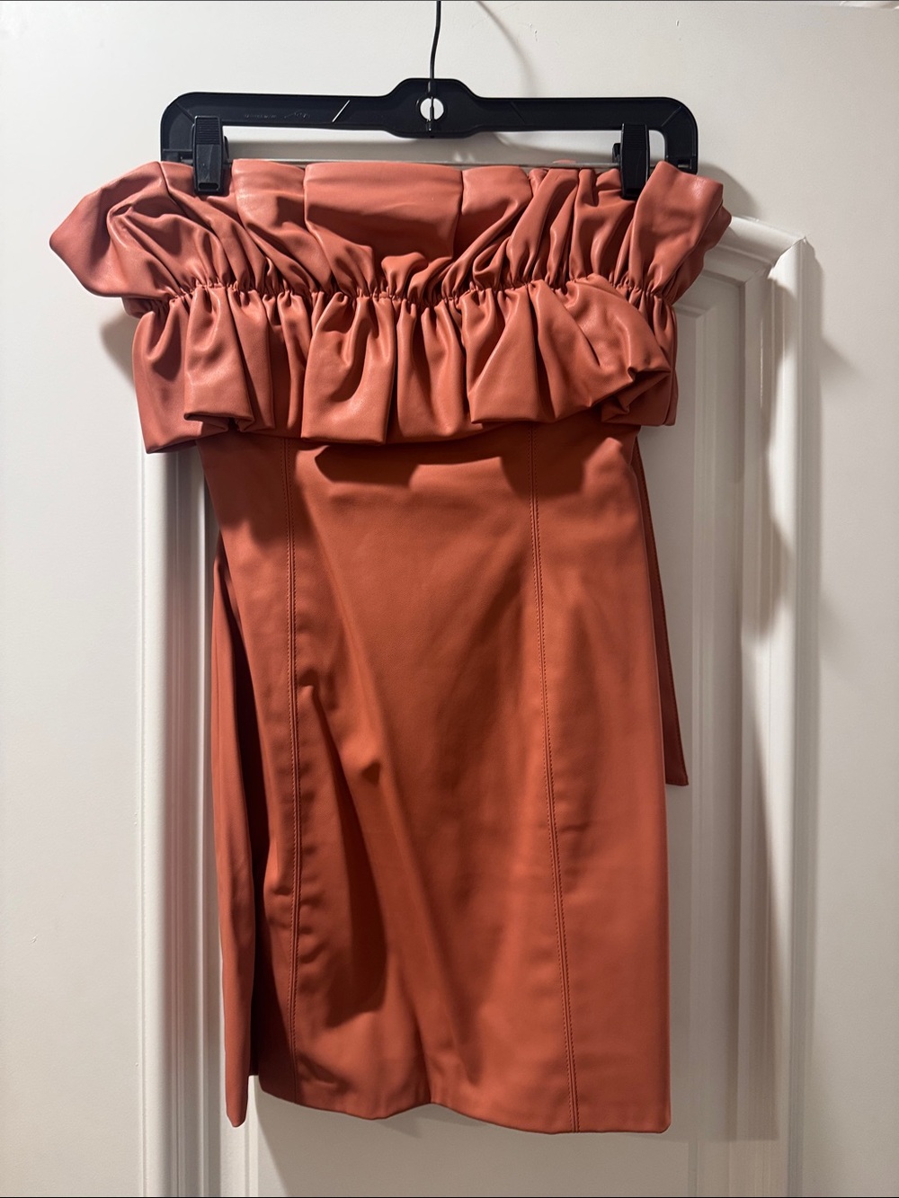 Rust Orange Strapless Ruffled Mini Dress - Picture 2 of 2